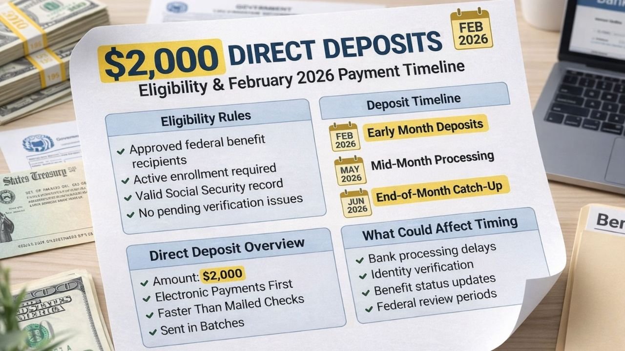 $2,000 Direct Deposit February 2026 Update: Eligibility Rules, Payment Timeline & Truth Behind the Rumors